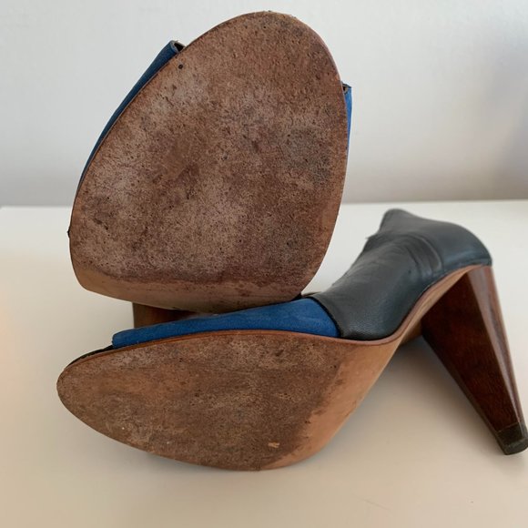 Stylish FINSK heels in blue suede/black leather - Size 36/5.5 - Picture 5 of 6